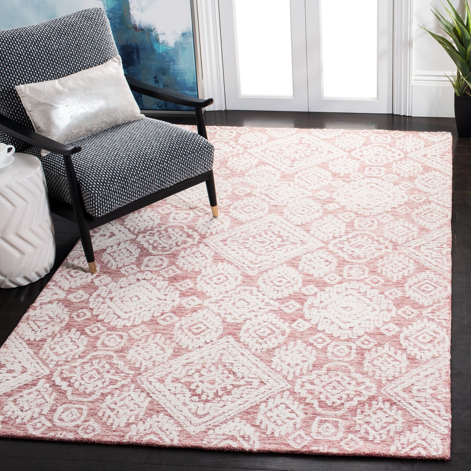 Safavieh Metro Met987U Dark Pink/Ivory Rugs.