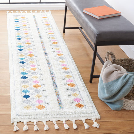 Safavieh Moroccan Fringe Shag Mfg102A Ivory/Grey Rugs.