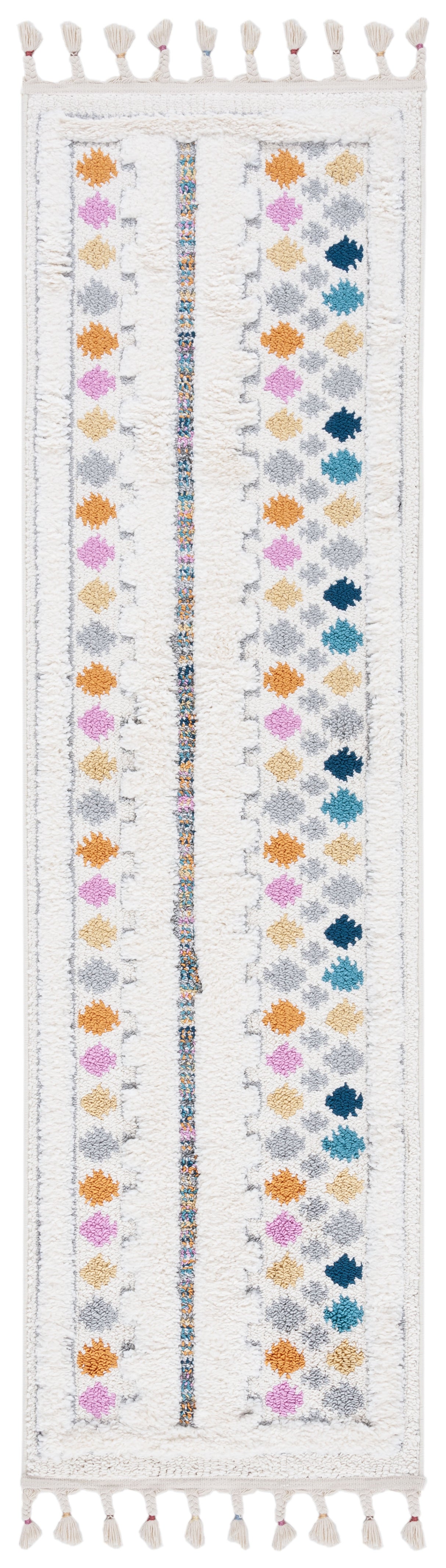 Safavieh Moroccan Fringe Shag Mfg102A Ivory/Grey Rugs.