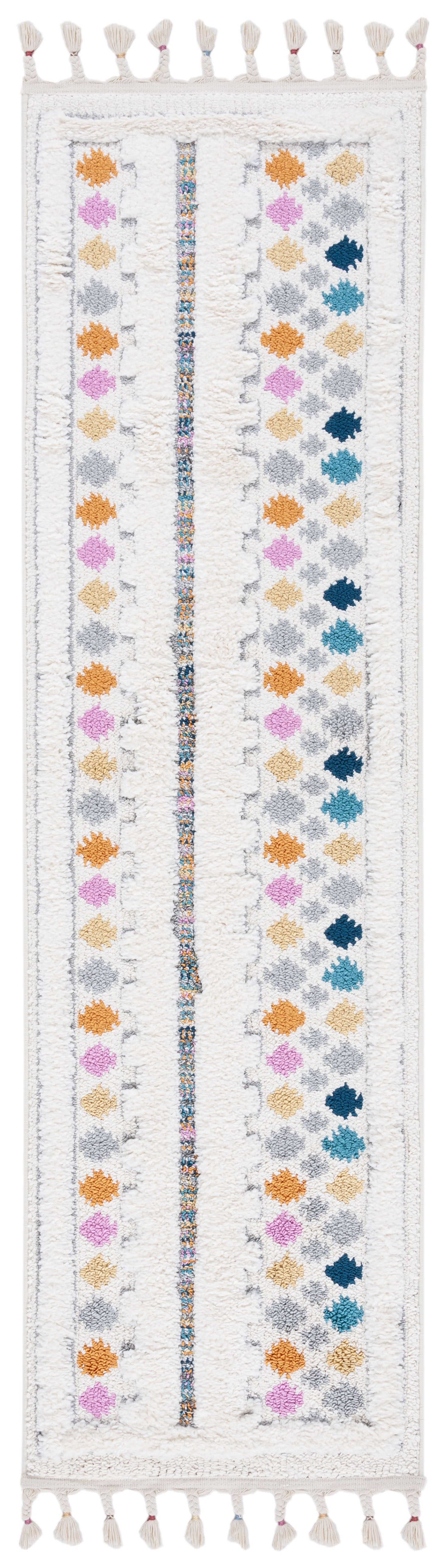 Safavieh Moroccan Fringe Shag Mfg102A Ivory/Grey Rugs.