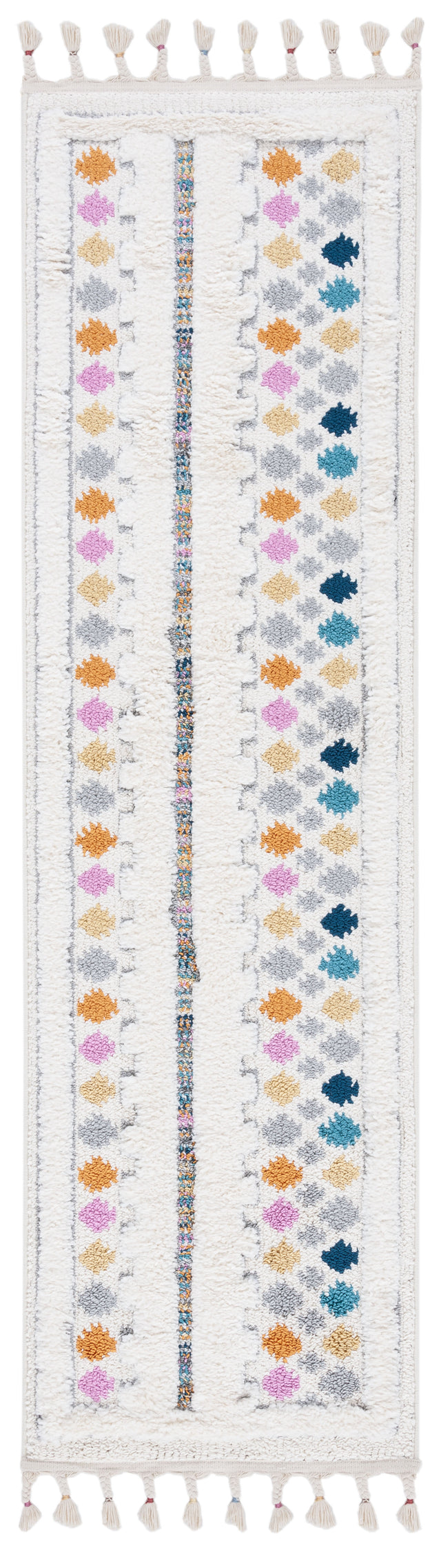 Safavieh Moroccan Fringe Shag Mfg102A Ivory/Grey Rugs.