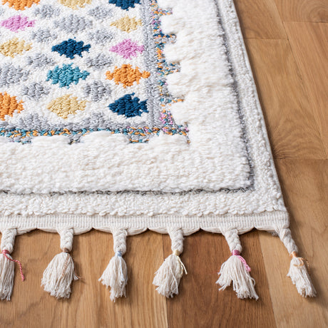 Safavieh Moroccan Fringe Shag Mfg102A Ivory/Grey Rugs.