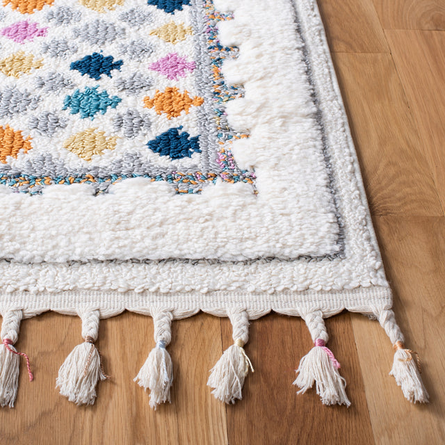 Safavieh Moroccan Fringe Shag Mfg102A Ivory/Grey Rugs.