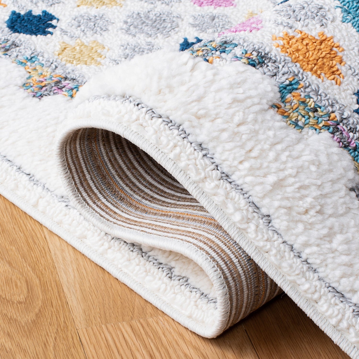 Safavieh Moroccan Fringe Shag Mfg102A Ivory/Grey Rugs.
