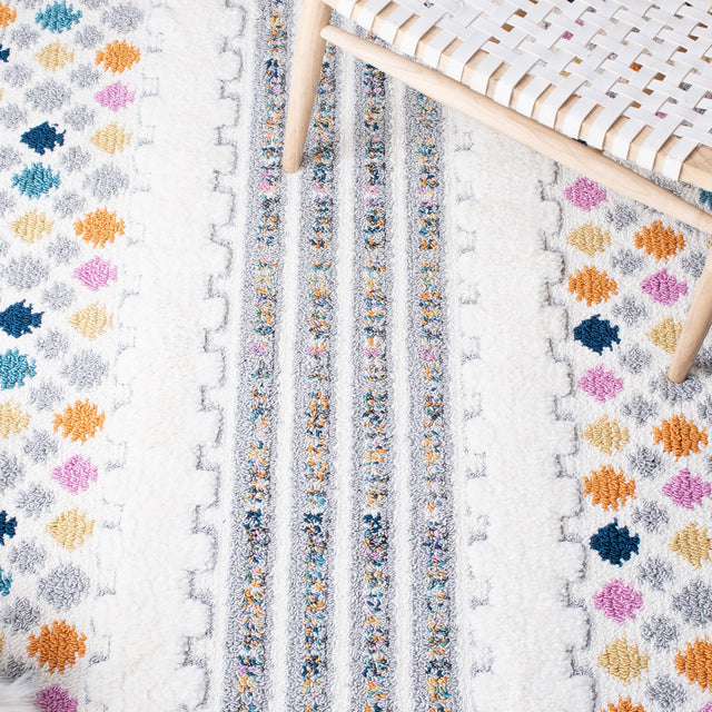 Safavieh Moroccan Fringe Shag Mfg102A Ivory/Grey Rugs.