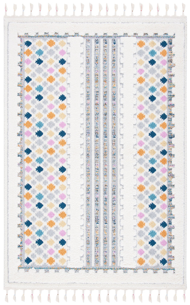 Safavieh Moroccan Fringe Shag Mfg102A Ivory/Grey Rugs.