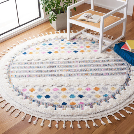 Safavieh Moroccan Fringe Shag Mfg102A Ivory/Grey Rugs.