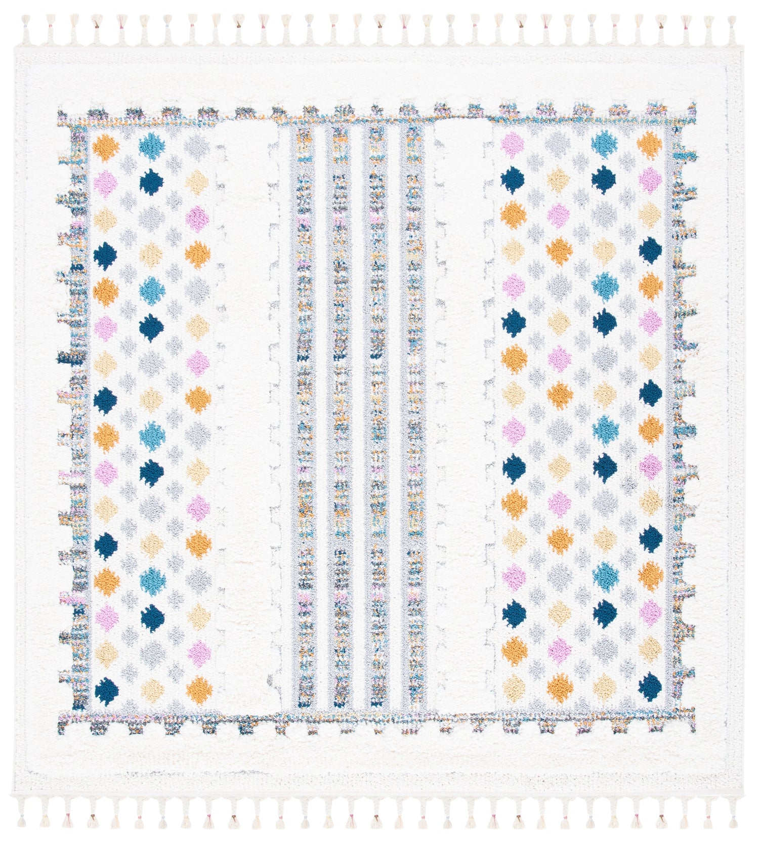 Safavieh Moroccan Fringe Shag Mfg102A Ivory/Grey Rugs.