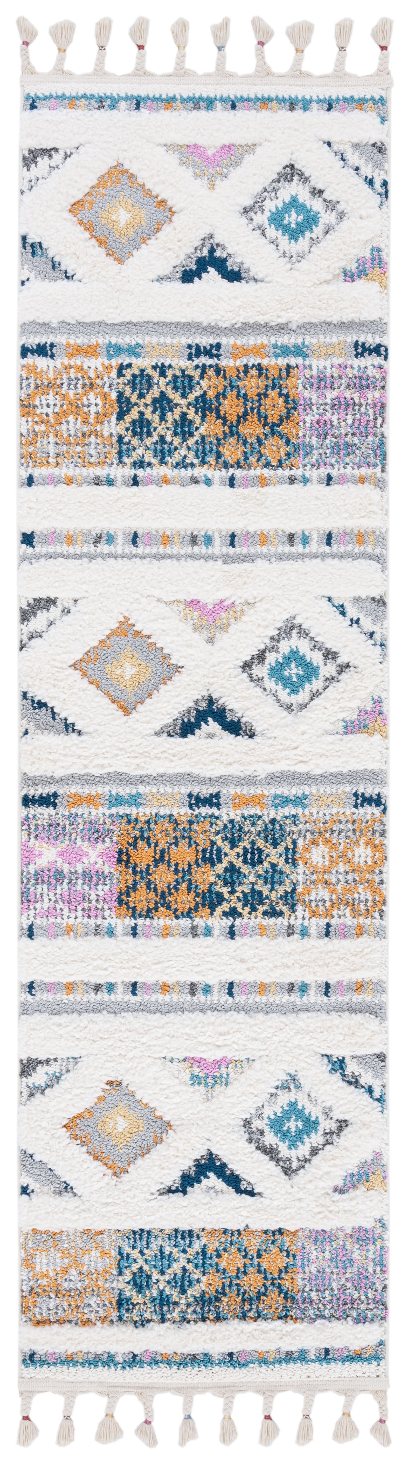 Safavieh Moroccan Fringe Shag Mfg104A Ivory/Navy Rugs.