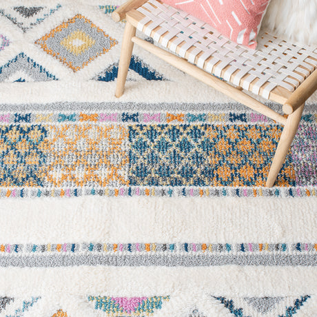 Safavieh Moroccan Fringe Shag Mfg104A Ivory/Navy Rugs.