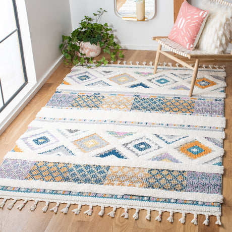 Safavieh Moroccan Fringe Shag Mfg104A Ivory/Navy Rugs.
