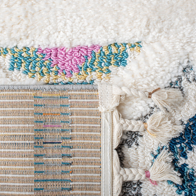 Safavieh Moroccan Fringe Shag Mfg104A Ivory/Navy Rugs.
