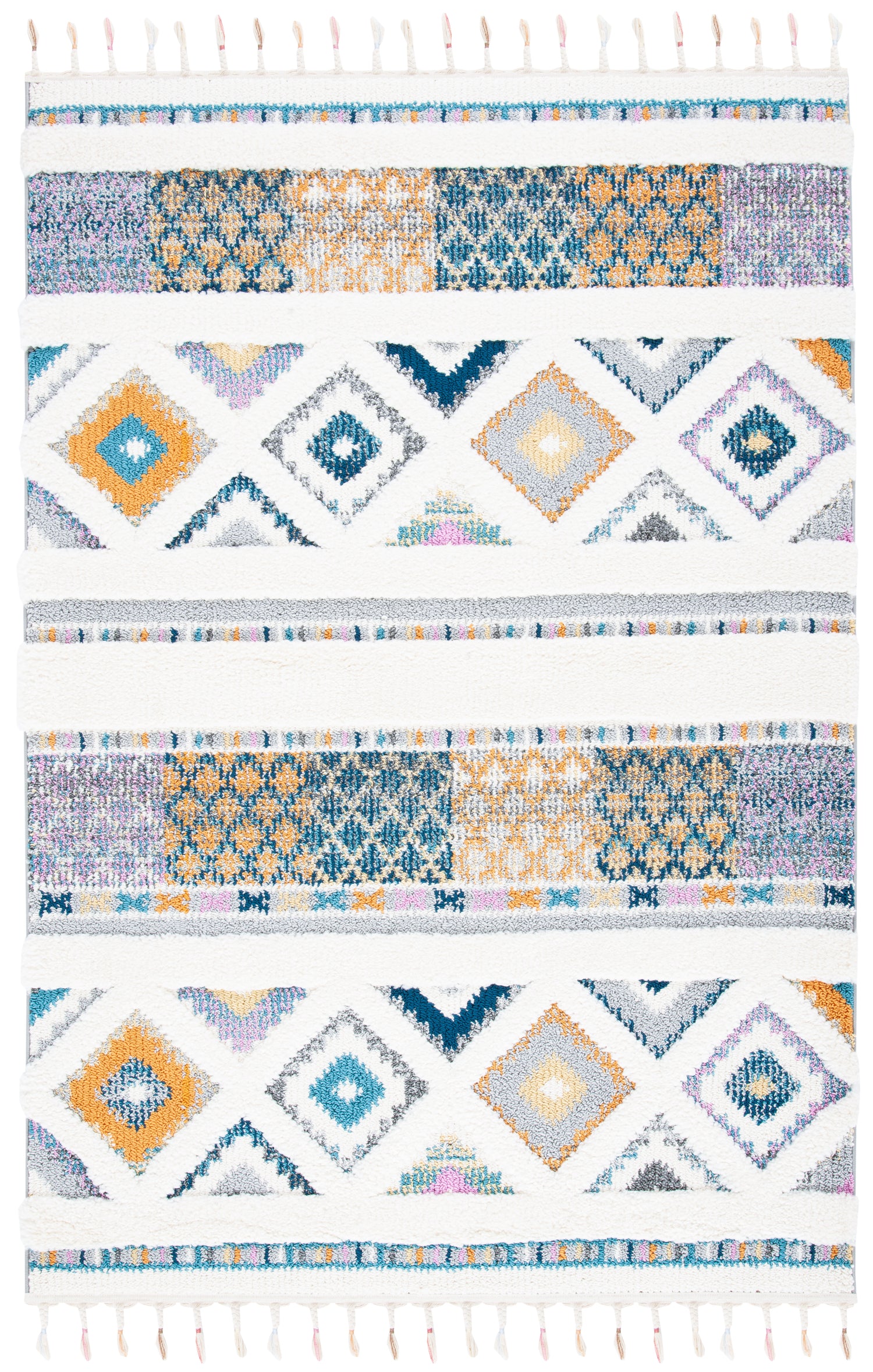 Safavieh Moroccan Fringe Shag Mfg104A Ivory/Navy Rugs.