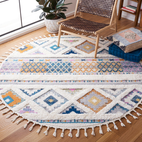 Safavieh Moroccan Fringe Shag Mfg104A Ivory/Navy Rugs.