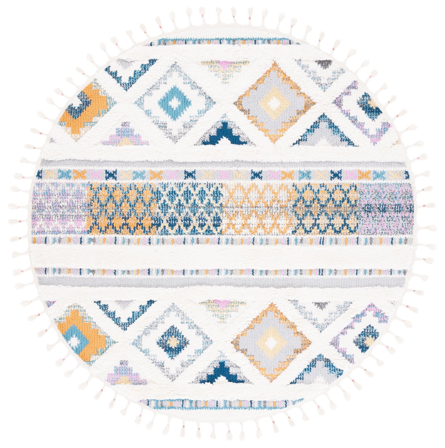 Safavieh Moroccan Fringe Shag Mfg104A Ivory/Navy Rugs.