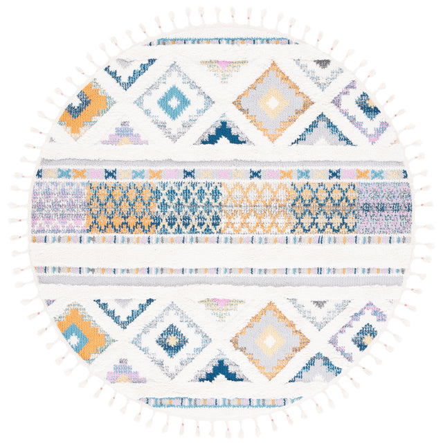 Safavieh Moroccan Fringe Shag Mfg104A Ivory/Navy Rugs.