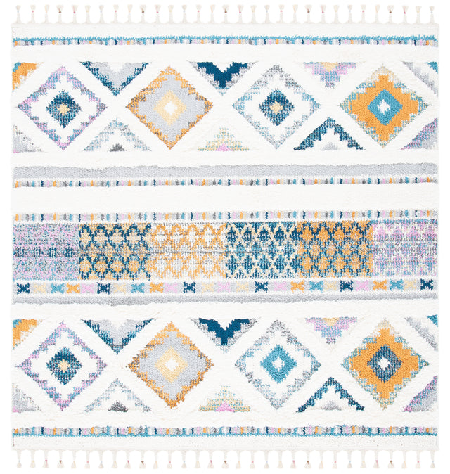 Safavieh Moroccan Fringe Shag Mfg104A Ivory/Navy Rugs.