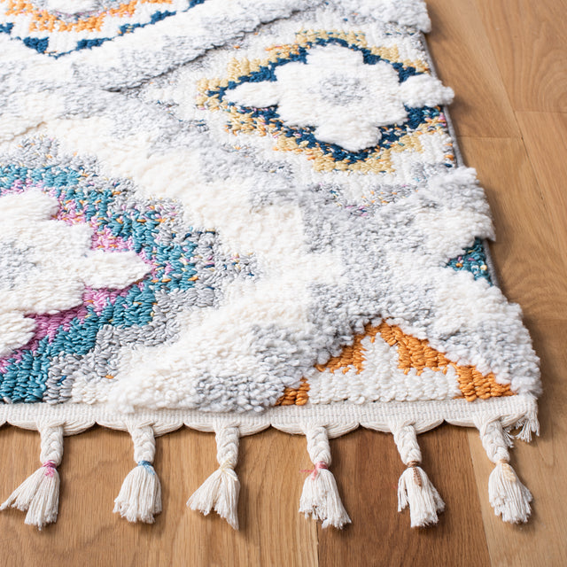 Safavieh Moroccan Fringe Shag Mfg106F Grey/Ivory Rugs.