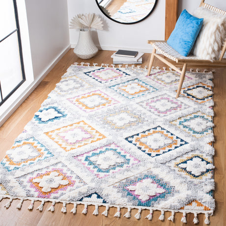 Safavieh Moroccan Fringe Shag Mfg106F Grey/Ivory Rugs.