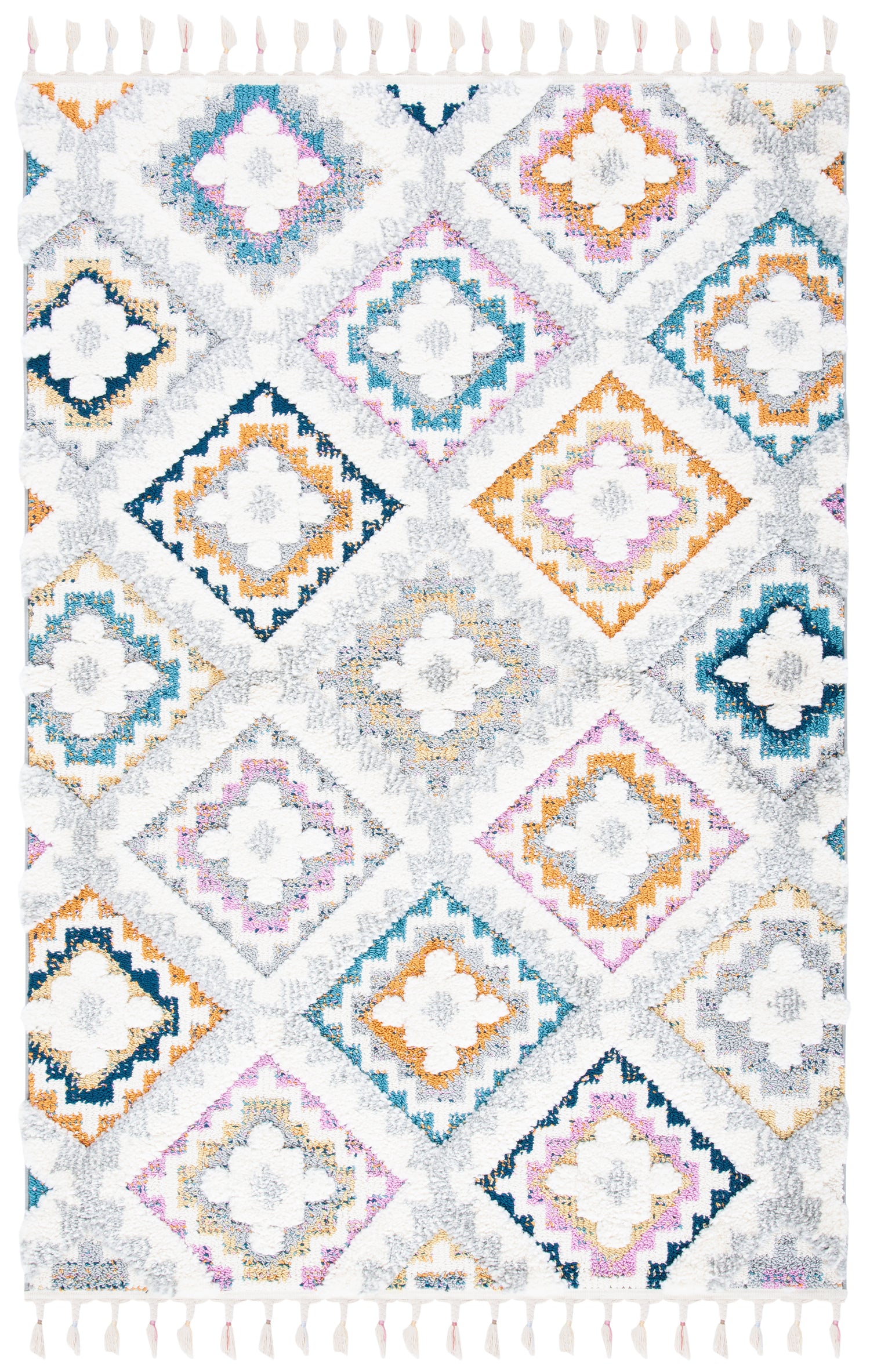 Safavieh Moroccan Fringe Shag Mfg106F Grey/Ivory Rugs.