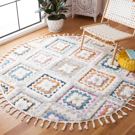 Safavieh Moroccan Fringe Shag Mfg106F Grey/Ivory Rugs.