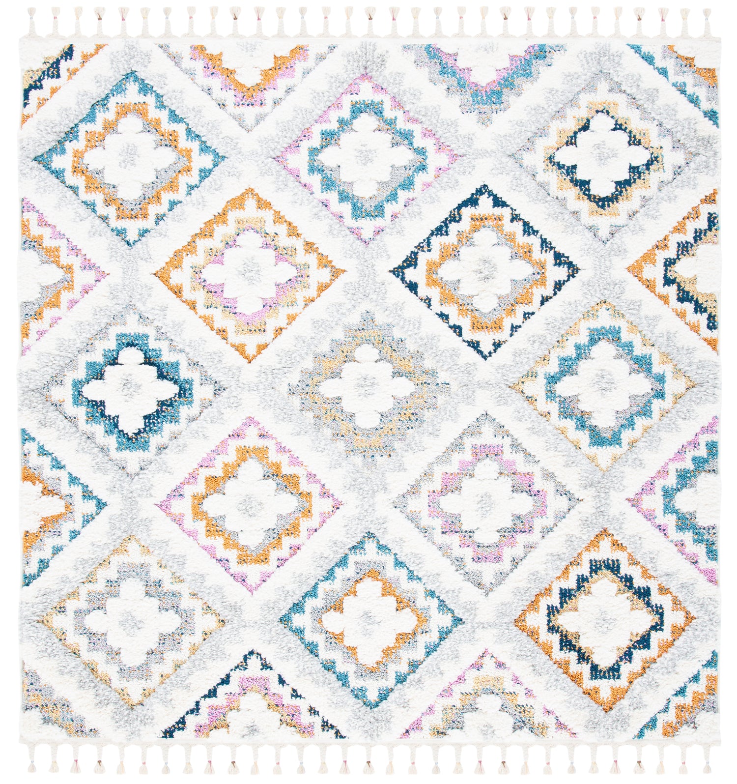 Safavieh Moroccan Fringe Shag Mfg106F Grey/Ivory Rugs.
