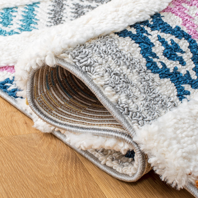 Safavieh Moroccan Fringe Shag Mfg110A Ivory/Blue Rugs.