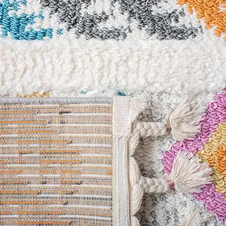 Safavieh Moroccan Fringe Shag Mfg110A Ivory/Blue Rugs.