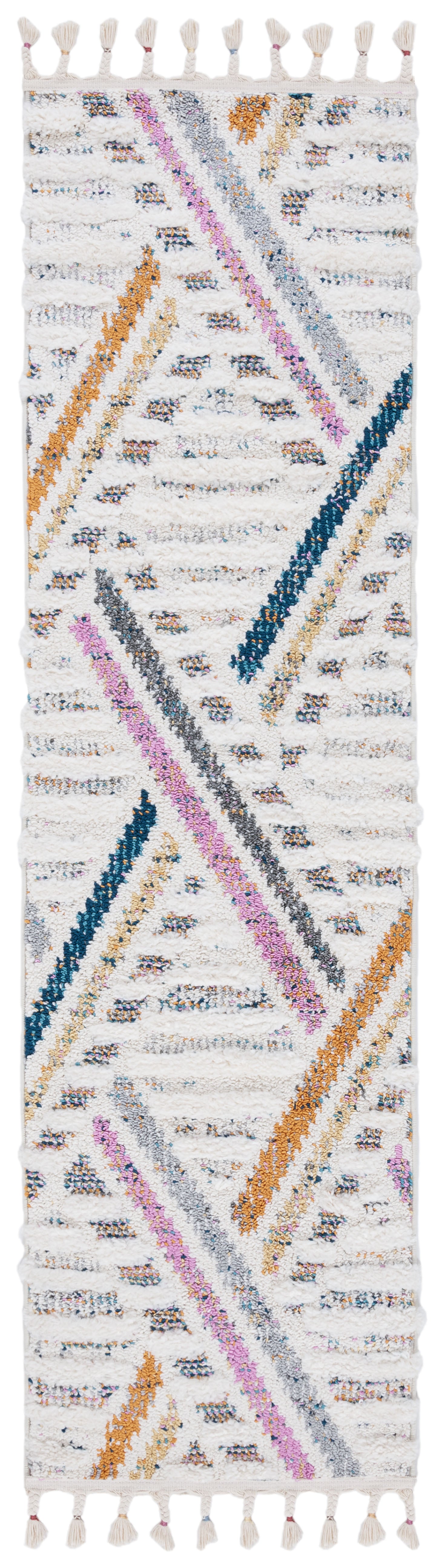 Safavieh Moroccan Fringe Shag Mfg112A Ivory/Grey Rugs.