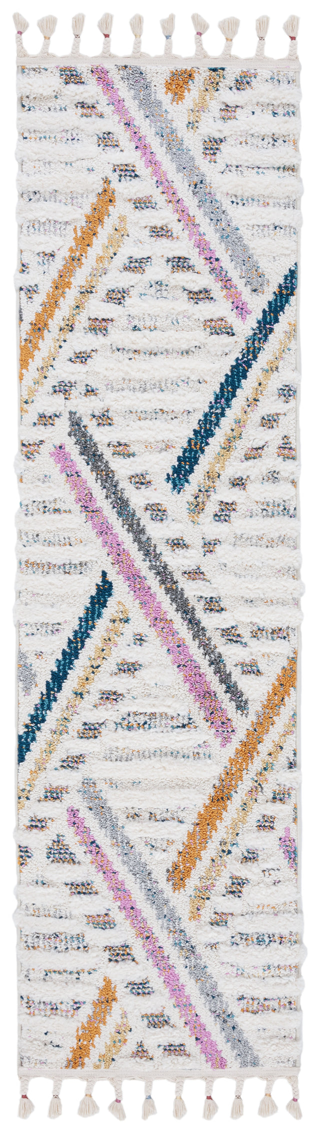 Safavieh Moroccan Fringe Shag Mfg112A Ivory/Grey Rugs.
