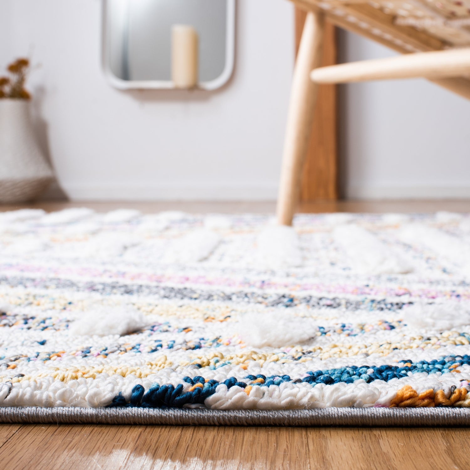 Safavieh Moroccan Fringe Shag Mfg112A Ivory/Grey Rugs.