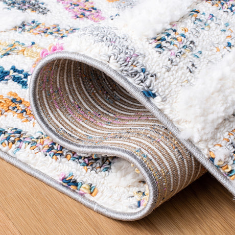 Safavieh Moroccan Fringe Shag Mfg112A Ivory/Grey Rugs.