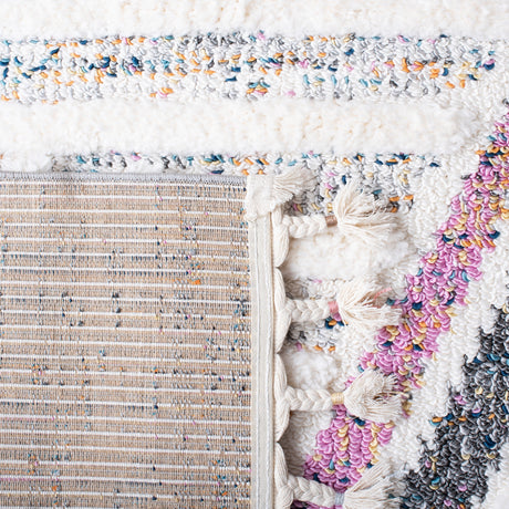 Safavieh Moroccan Fringe Shag Mfg112A Ivory/Grey Rugs.
