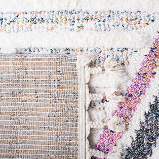 Safavieh Moroccan Fringe Shag Mfg112A Ivory/Grey Rugs.