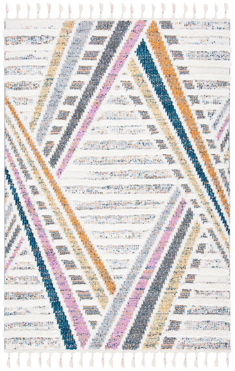 Safavieh Moroccan Fringe Shag Mfg112A Ivory/Grey Rugs.