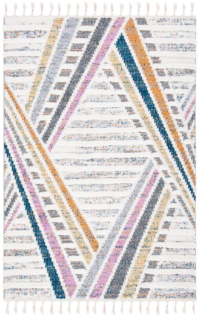 Safavieh Moroccan Fringe Shag Mfg112A Ivory/Grey Rugs.