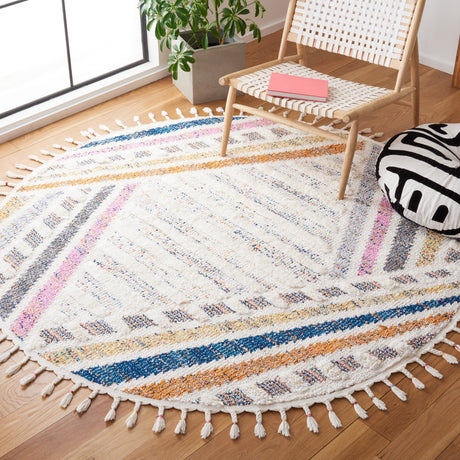 Safavieh Moroccan Fringe Shag Mfg112A Ivory/Grey Rugs.