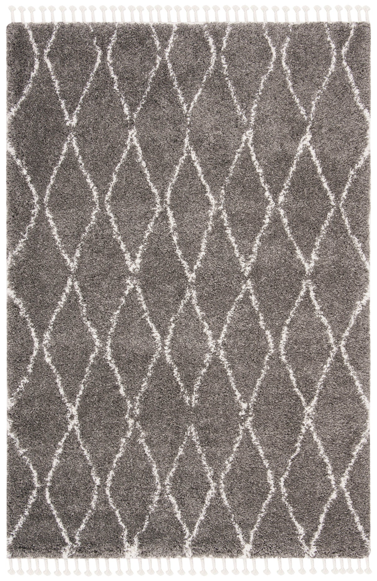 Safavieh Moroccan Fringe Shag Mfg328F Grey/Ivory Rug.
