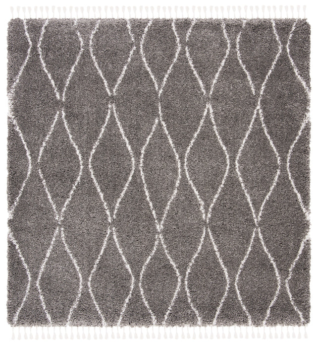 Safavieh Moroccan Fringe Shag Mfg328F Grey/Ivory Rug.