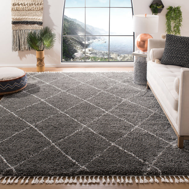 Safavieh Moroccan Fringe Shag Mfg332F Grey/Ivory Rug.