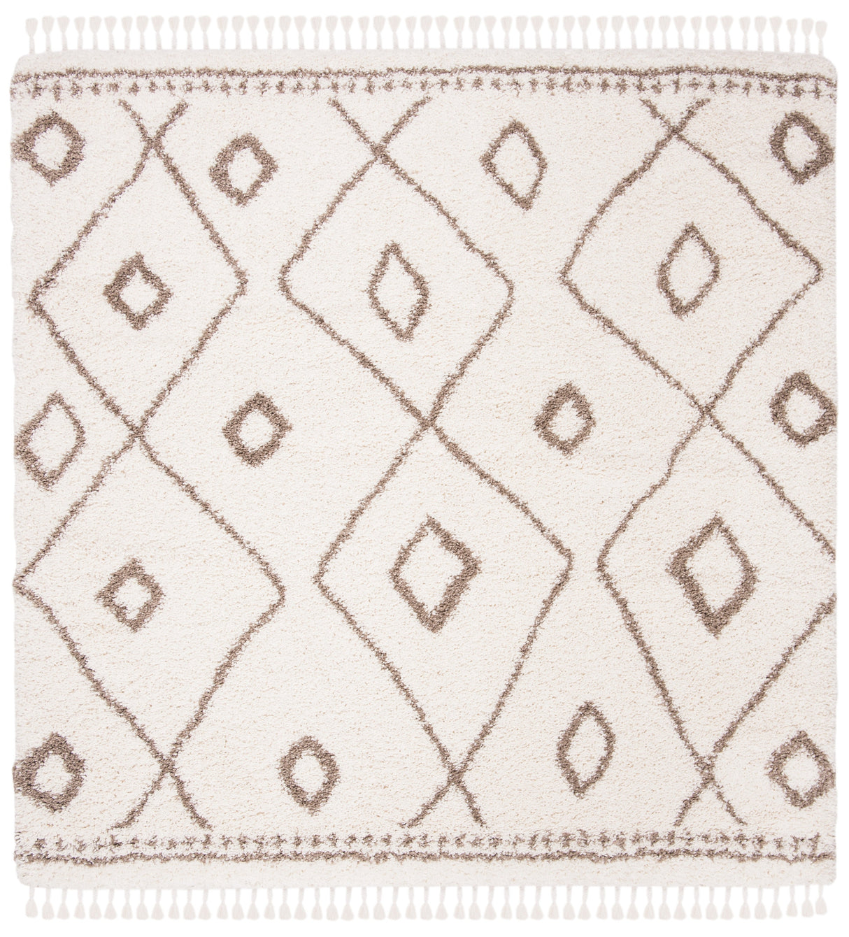 Safavieh Moroccan Fringe Shag Mfg333B Ivory/Beige Rug.
