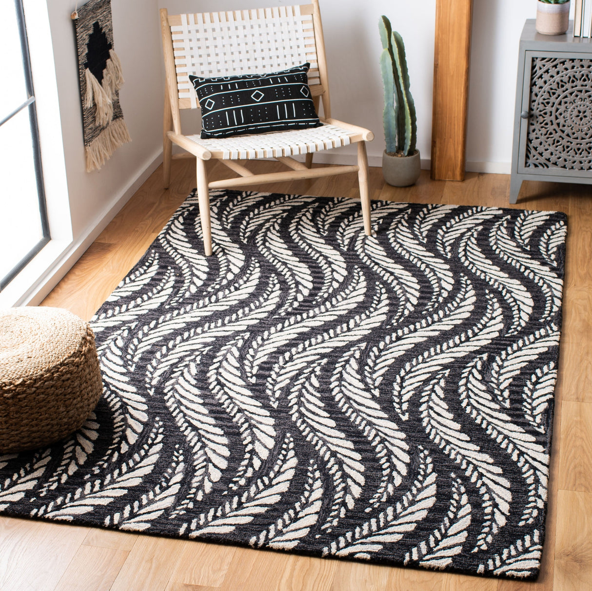 Safavieh Micro-Loop Mlp170H Charcoal/Ivory Rugs.