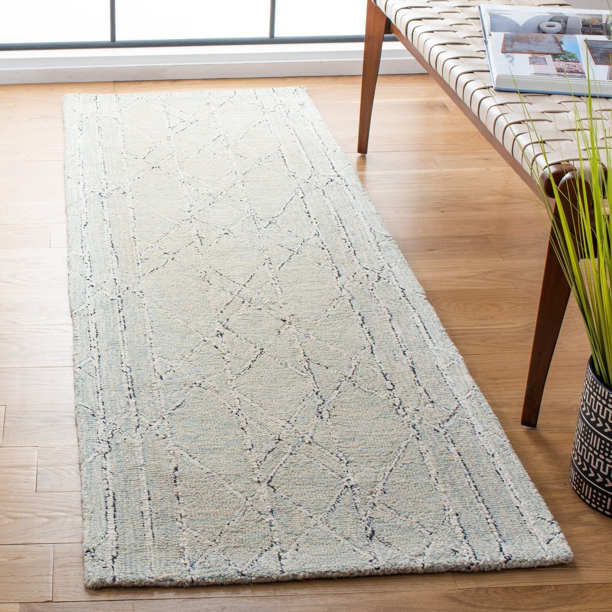 Safavieh Micro-Loop Mlp172A Ivory/Light Blue Rugs.