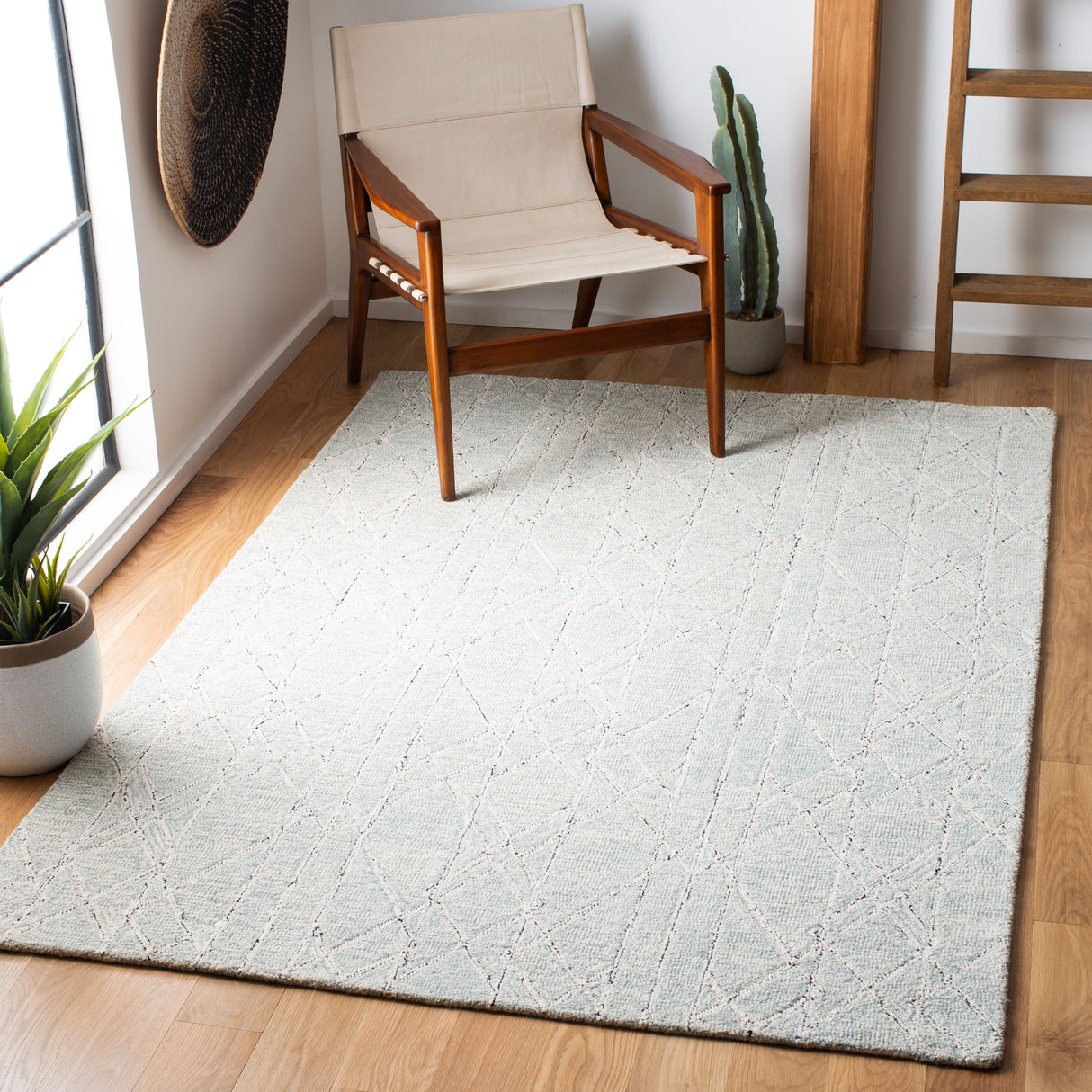 Safavieh Micro-Loop Mlp172A Ivory/Light Blue Rugs.