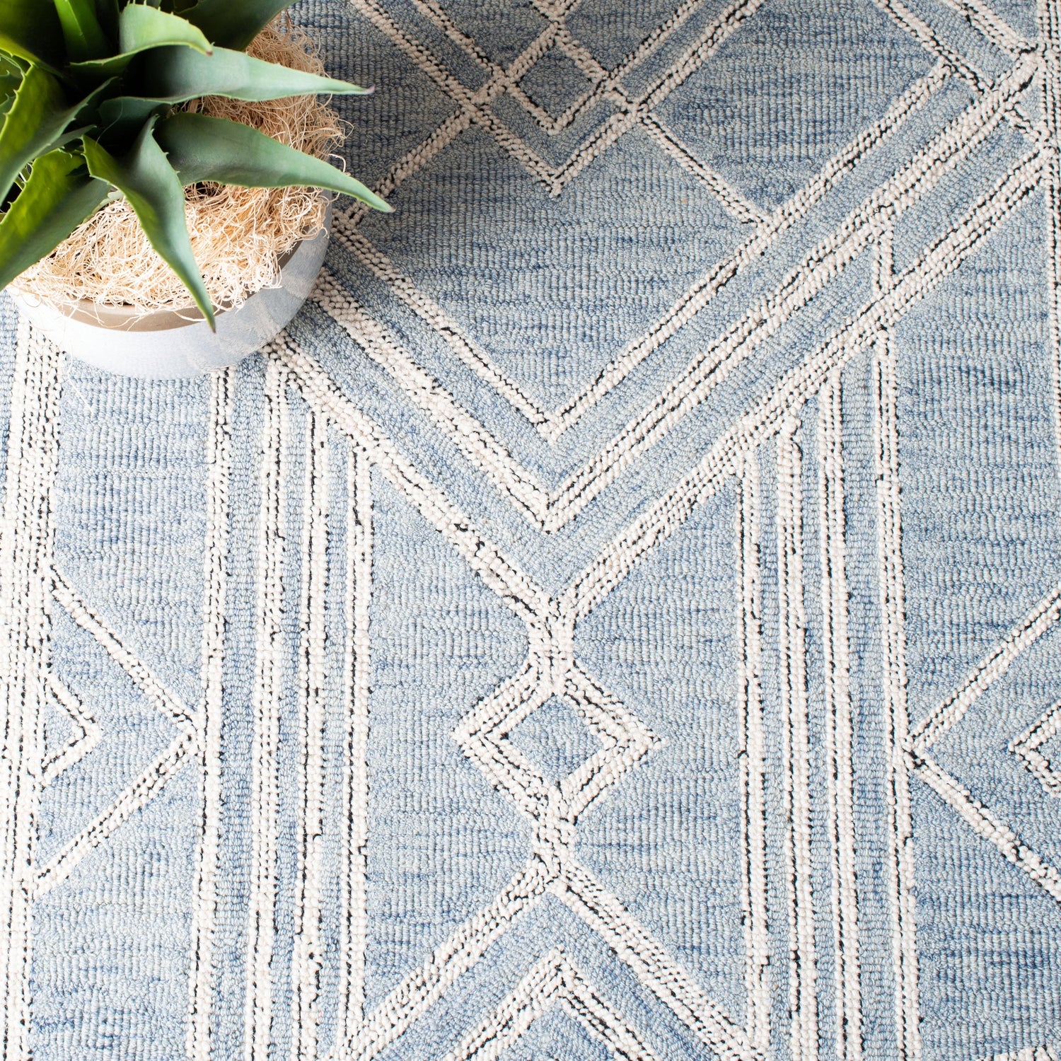 Safavieh Micro-Loop Mlp173M Light Blue/Ivory Rugs.