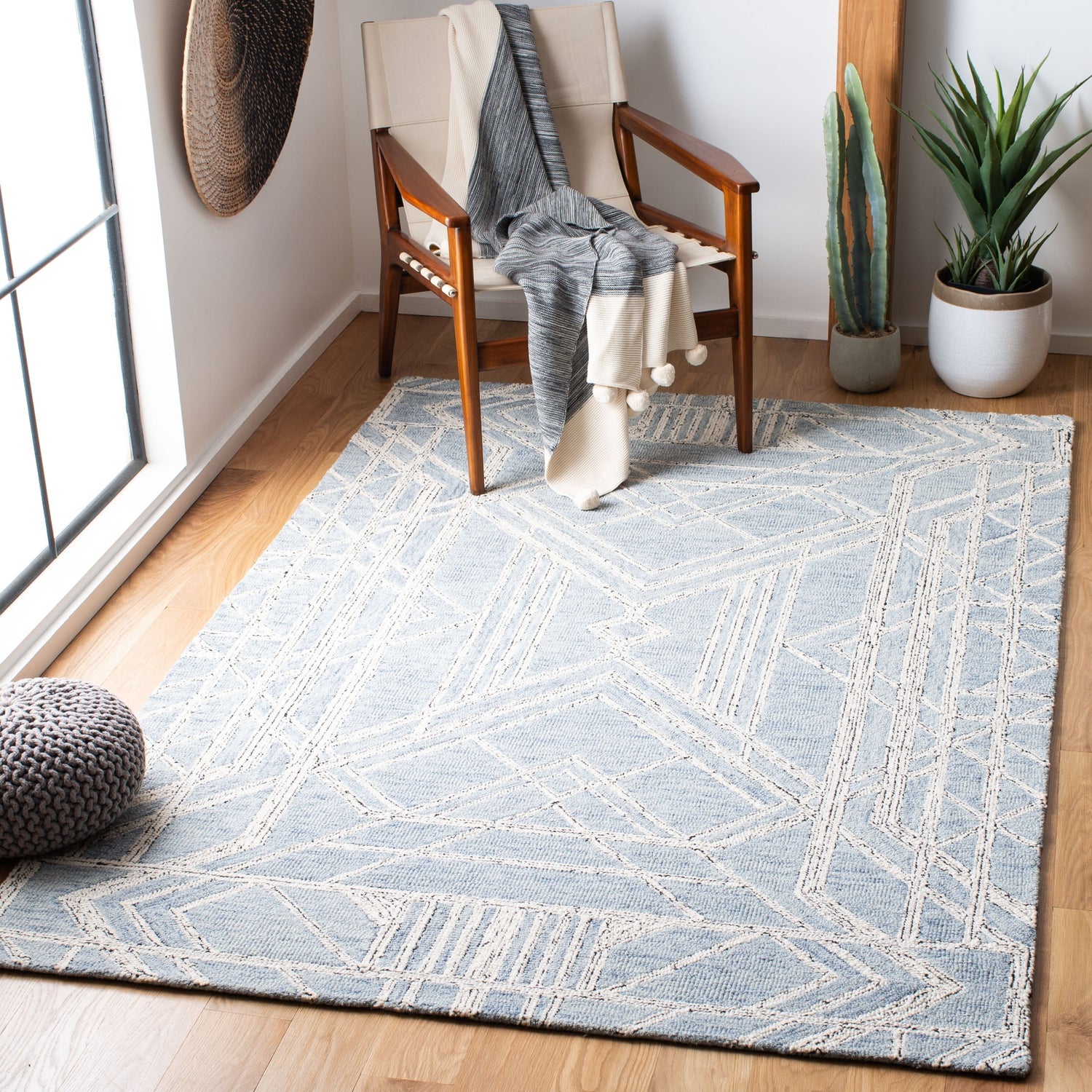 Safavieh Micro-Loop Mlp173M Light Blue/Ivory Rugs.