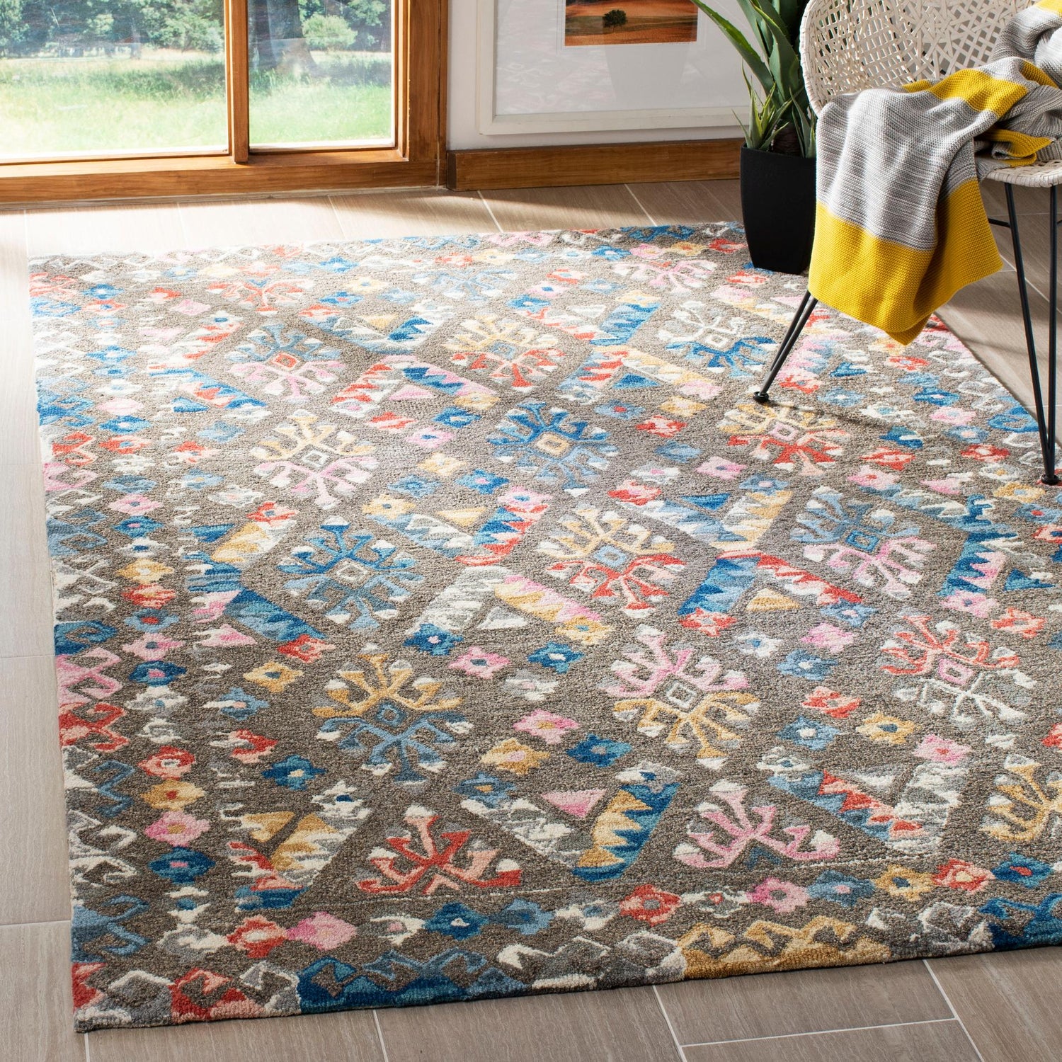 Safavieh Micro-Loop Mlp351F Grey/Blue Rugs.