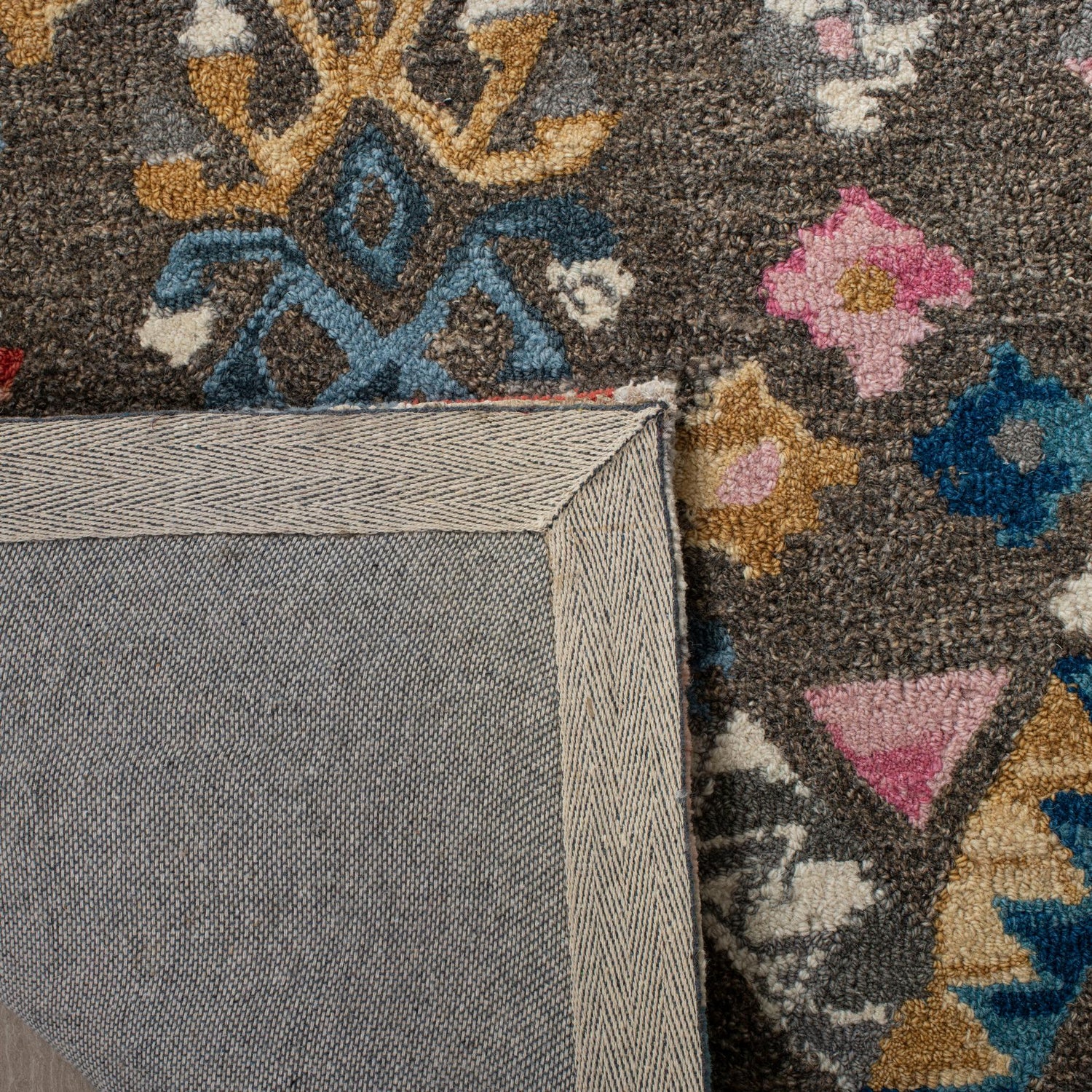 Safavieh Micro-Loop Mlp351F Grey/Blue Rugs.