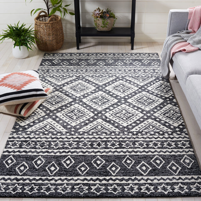 Safavieh Micro Loop Mlp501H Black/Grey Rug.