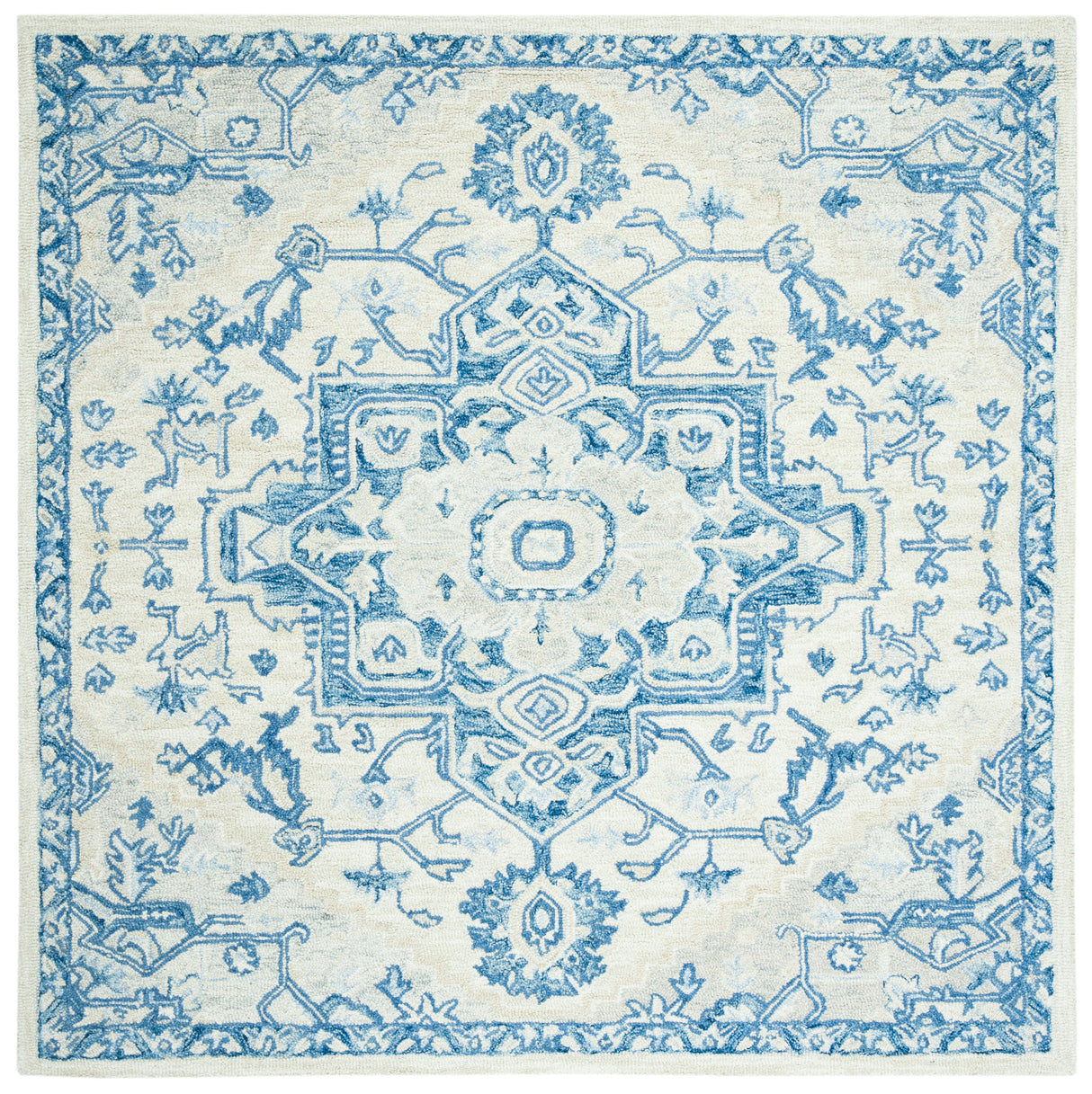 Safavieh Micro-Loop Mlp503G Ivory/Blue Rugs.